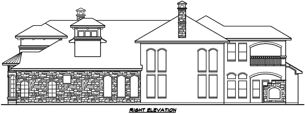 Home Plan Right Elevation of this 4-Bedroom,6651 Sq Ft Plan -195-1170