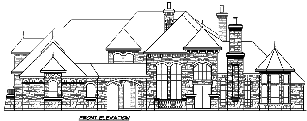 Home Plan Front Elevation of this 5-Bedroom,6184 Sq Ft Plan -195-1171
