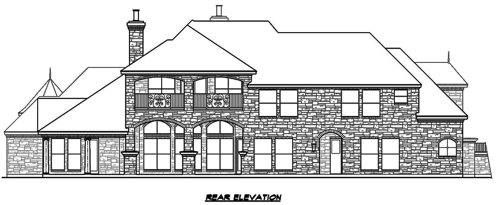 Home Plan Rear Elevation of this 5-Bedroom,6184 Sq Ft Plan -195-1171