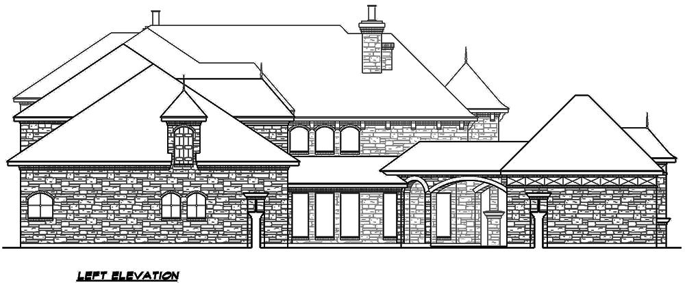 Home Plan Left Elevation of this 5-Bedroom,6184 Sq Ft Plan -195-1171