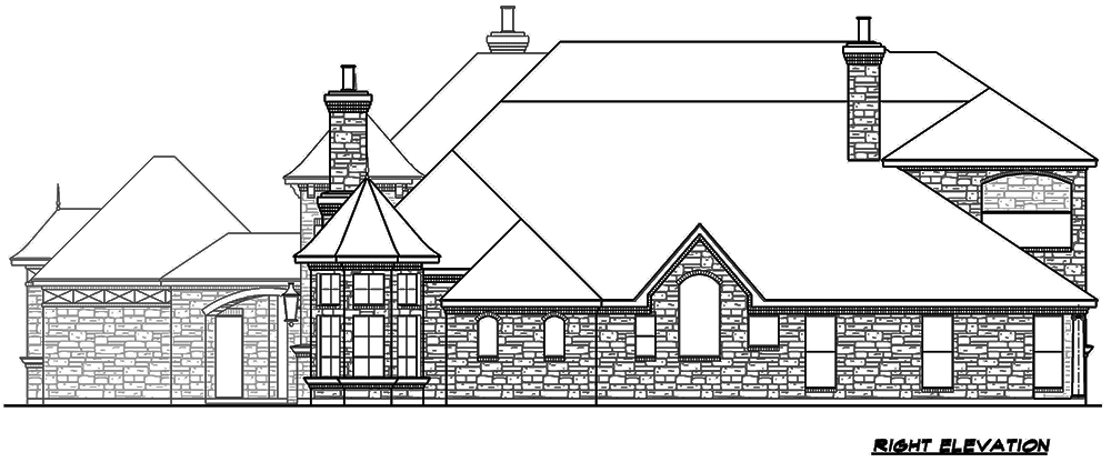 Home Plan Right Elevation of this 5-Bedroom,6184 Sq Ft Plan -195-1171