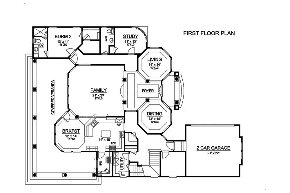 Floor Plan First Story of Mediterranean Plan #195-1172