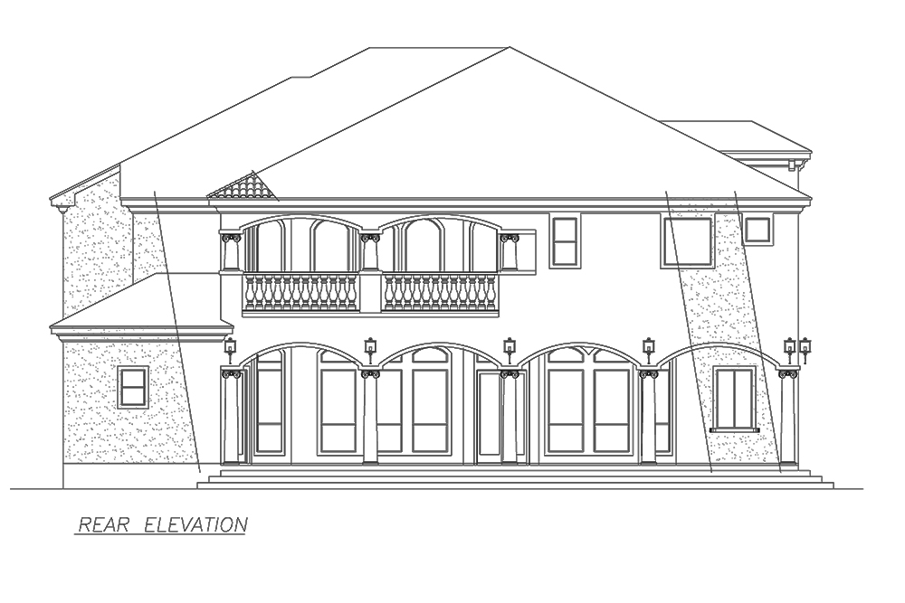 Home Plan Rear Elevation of this 5-Bedroom,5351 Sq Ft Plan -195-1172