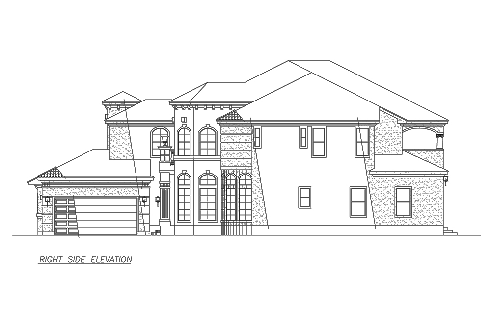Home Plan Right Elevation of this 5-Bedroom,5351 Sq Ft Plan -195-1172