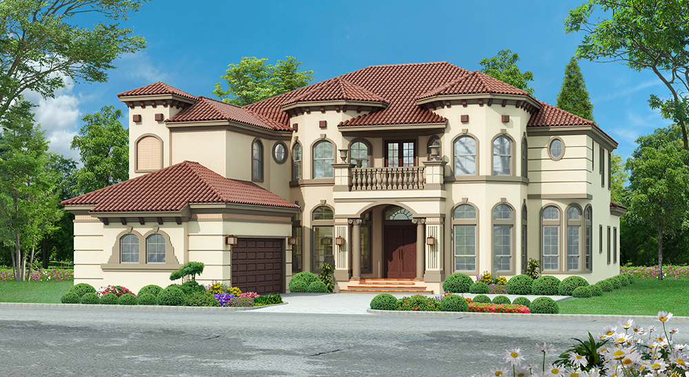 Front elevation of Mediterranean home (ThePlanCollection: House Plan #195-1172)