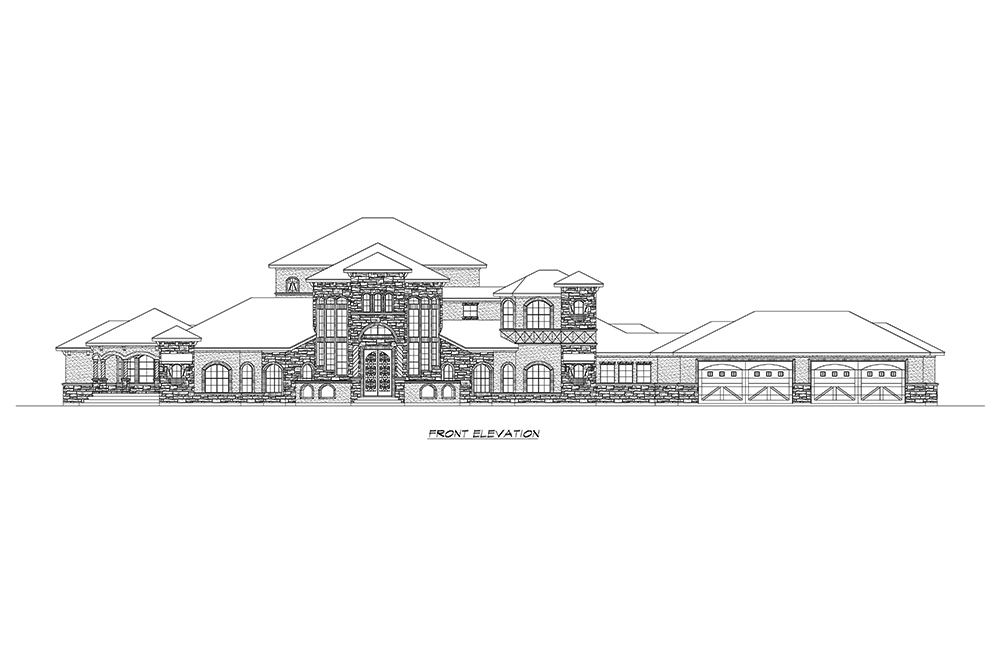 Home Plan Front Elevation of this 5-Bedroom,6121 Sq Ft Plan -195-1173