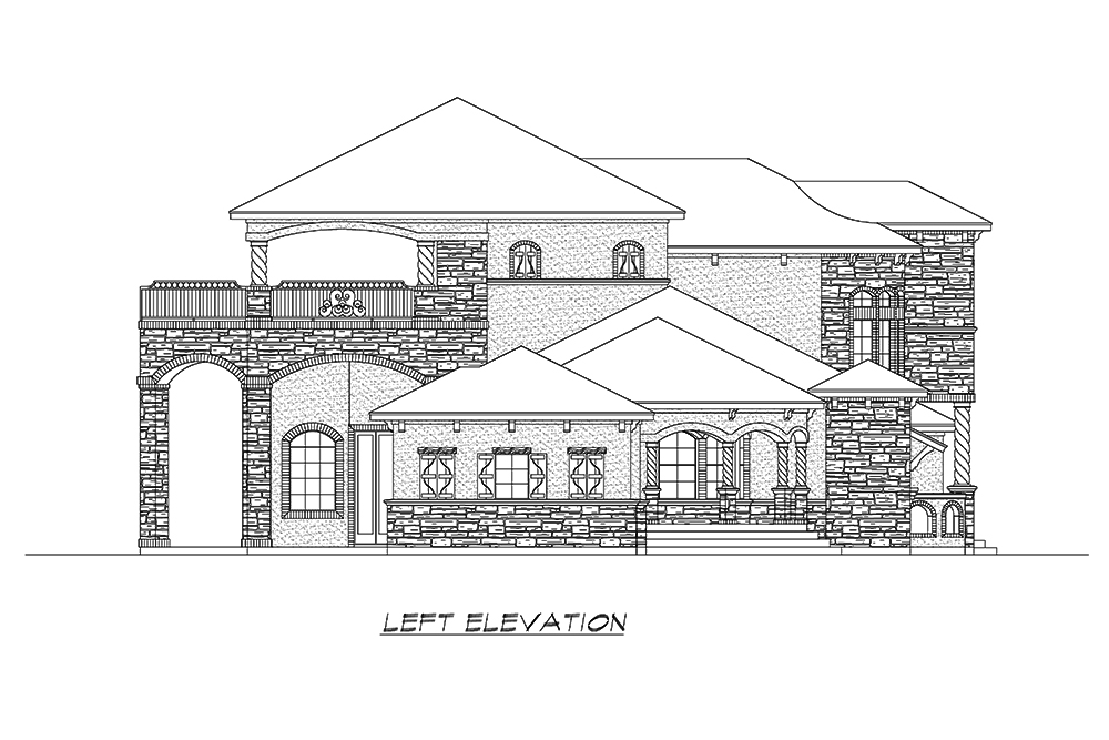 Home Plan Left Elevation of this 5-Bedroom,6121 Sq Ft Plan -195-1173
