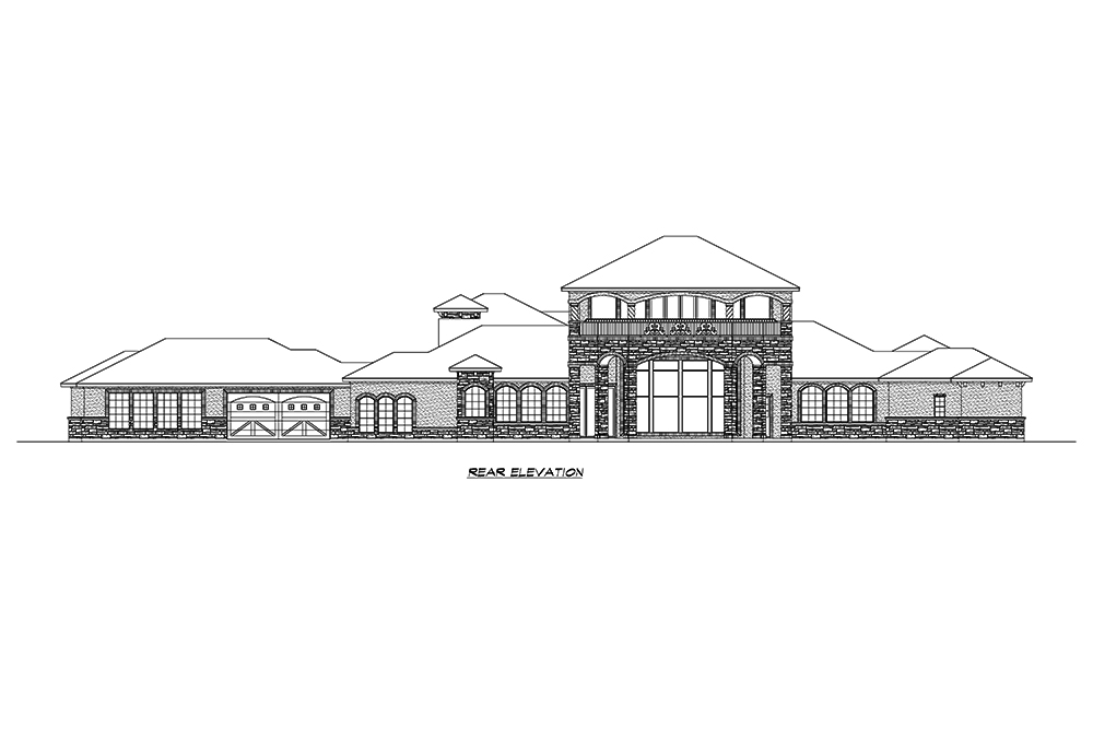 Home Plan Rear Elevation of this 5-Bedroom,6121 Sq Ft Plan -195-1173
