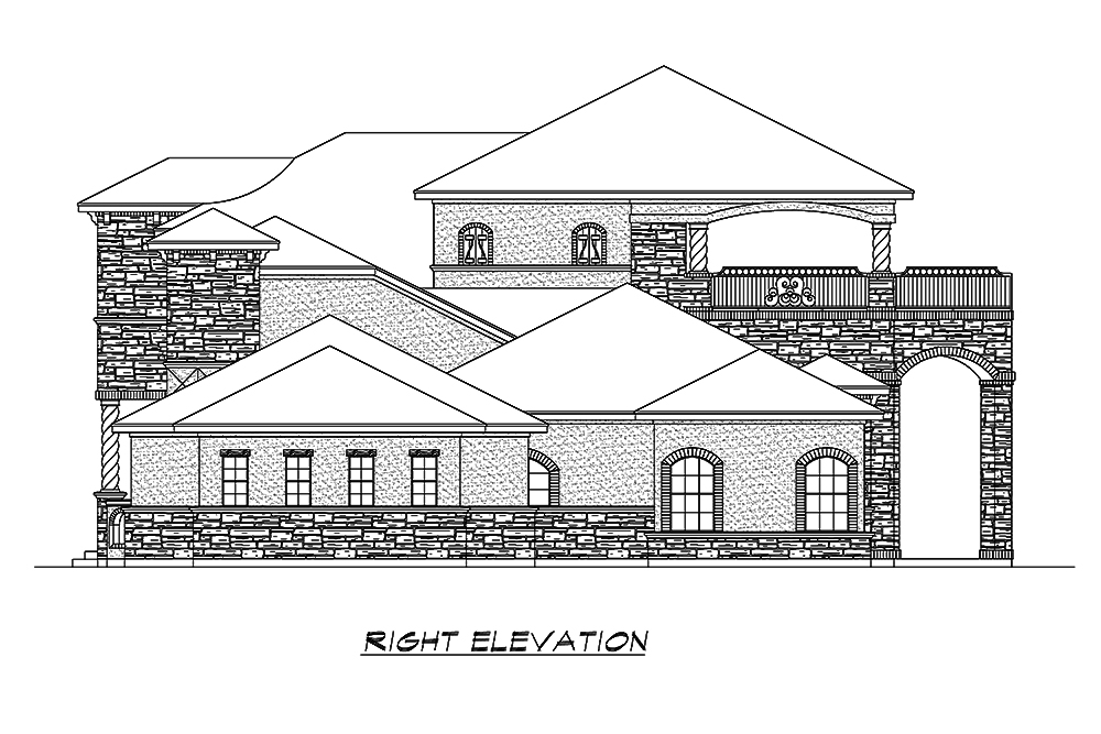 Home Plan Right Elevation of this 5-Bedroom,6121 Sq Ft Plan -195-1173