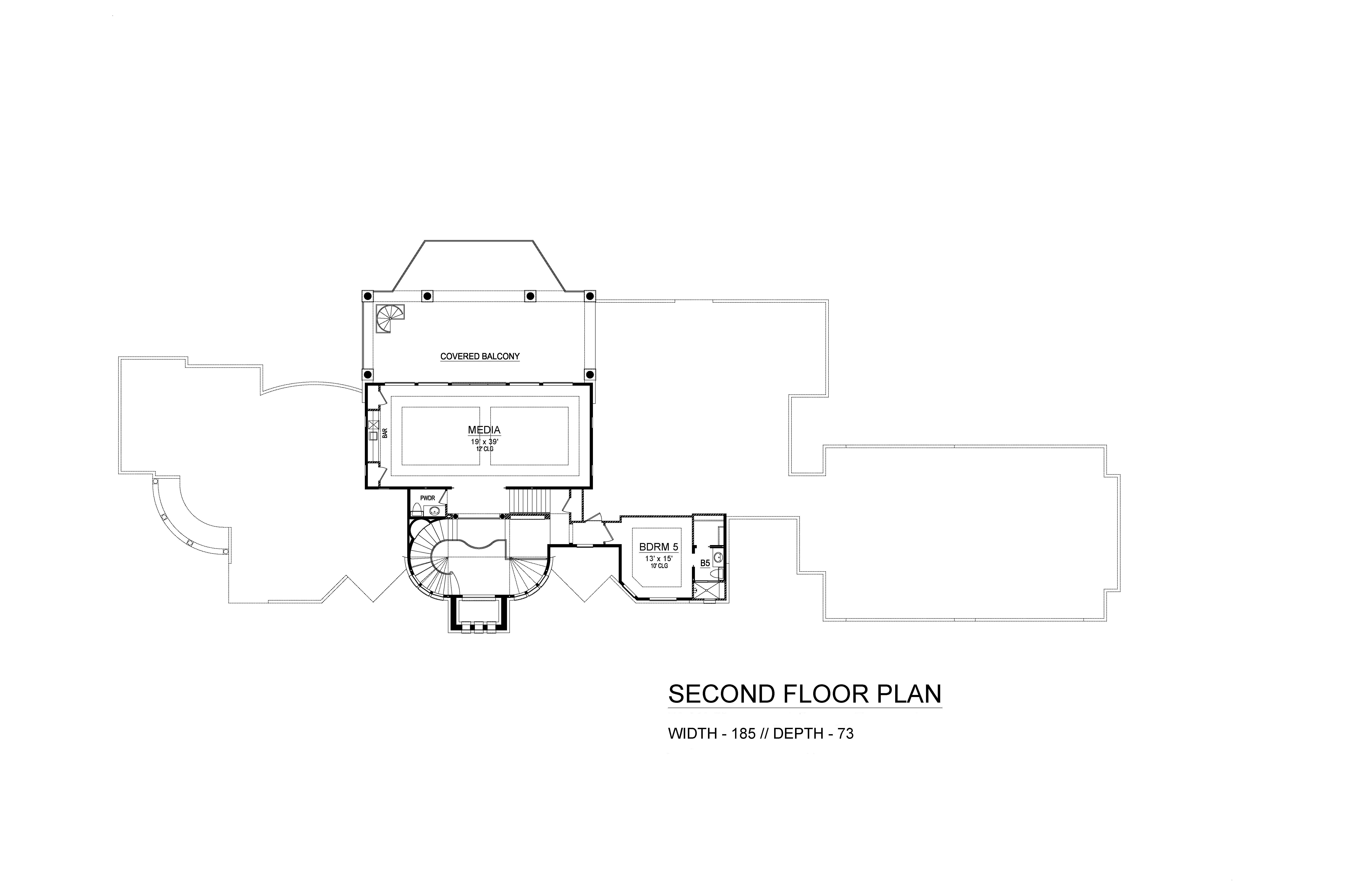 Floor Plan Second Story of Mediterranean Plan #195-1173