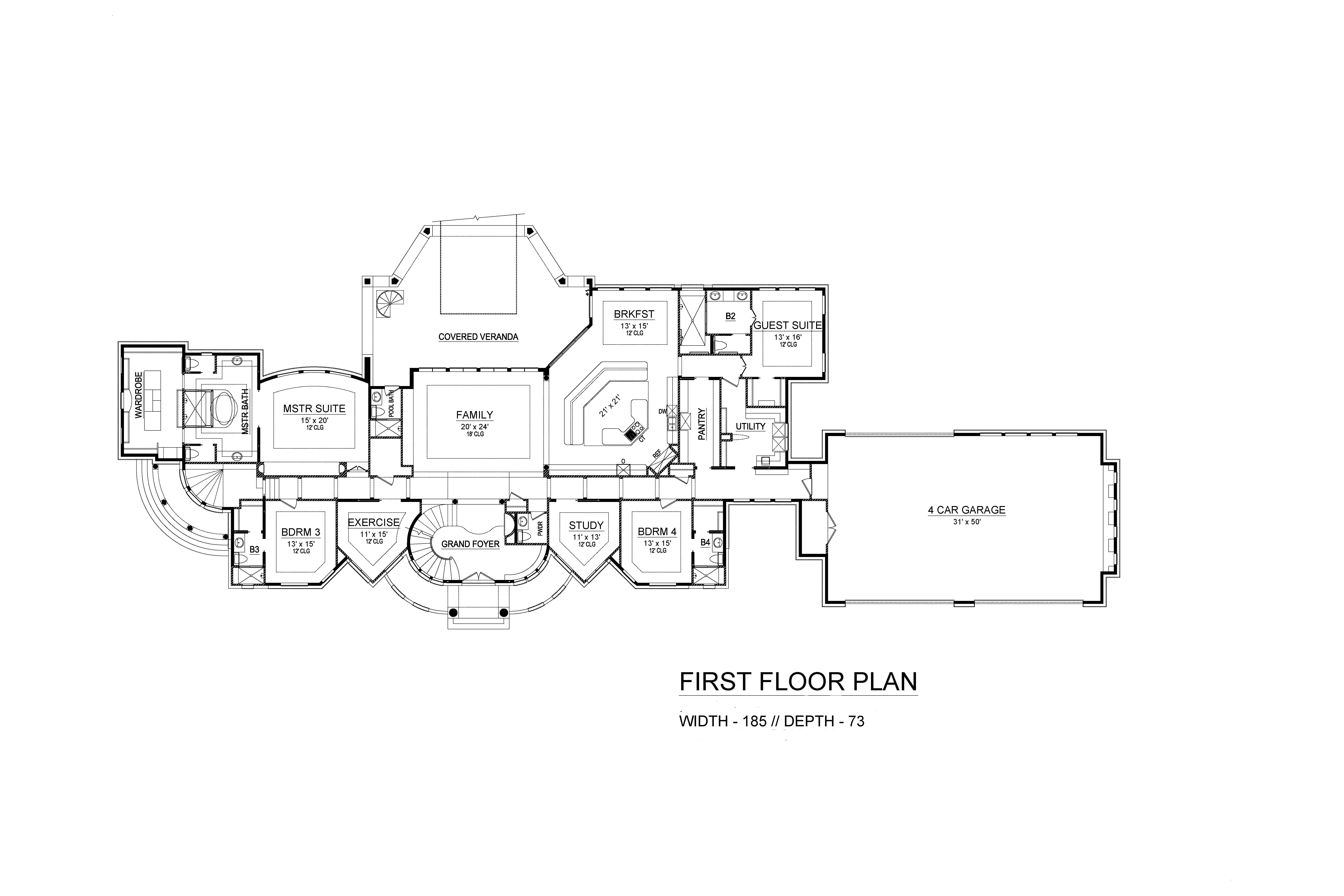 Floor Plan First Story of Mediterranean Plan #195-1173