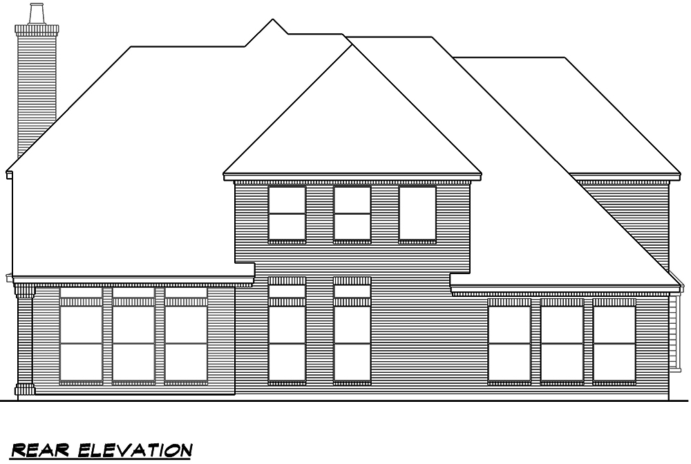 Home Plan Rear Elevation of this 3-Bedroom,3965 Sq Ft Plan -195-1175