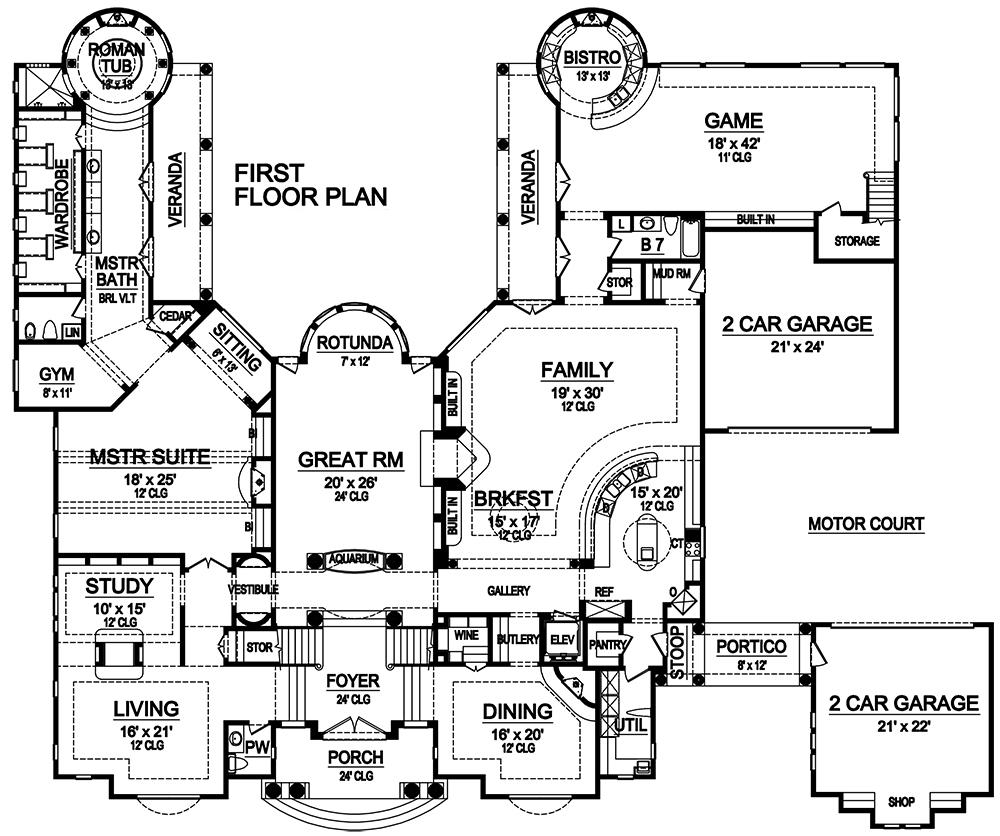 Floor Plan First Story of Colonial Plan #195-1176