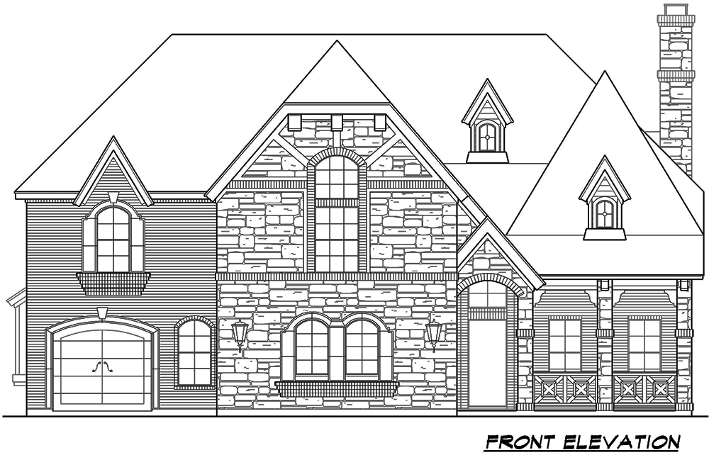 Home Plan Front Elevation of this 5-Bedroom,5293 Sq Ft Plan -195-1177