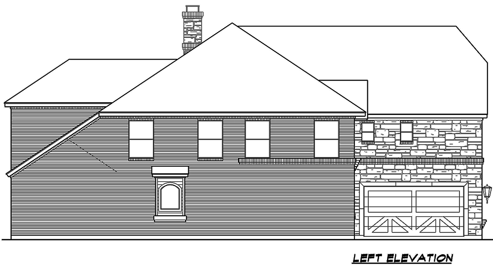 Home Plan Left Elevation of this 5-Bedroom,5293 Sq Ft Plan -195-1177