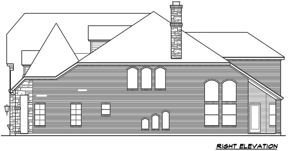 Home Plan Right Elevation of this 5-Bedroom,5293 Sq Ft Plan -195-1177