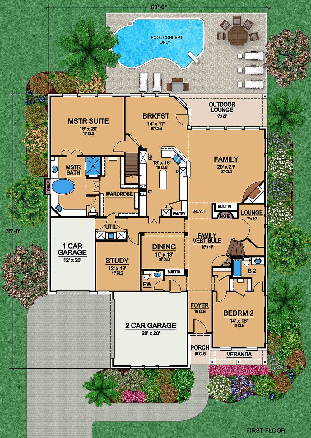 Floor Plan First Story of Victorian Plan #195-1178