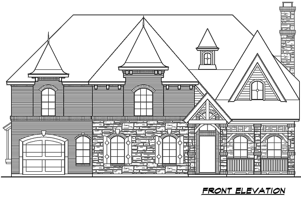 Home Plan Front Elevation of this 5-Bedroom,3116 Sq Ft Plan -195-1178