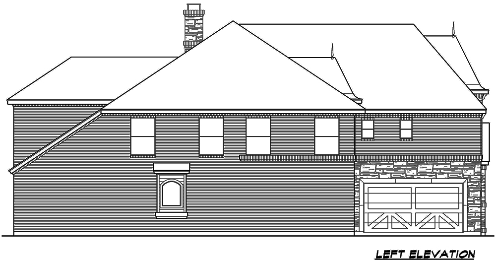 Home Plan Left Elevation of this 5-Bedroom,3116 Sq Ft Plan -195-1178