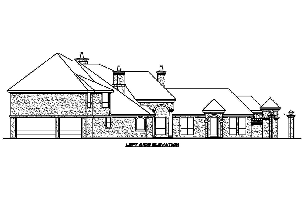 Home Plan Left Elevation of this 3-Bedroom,4356 Sq Ft Plan -195-1181