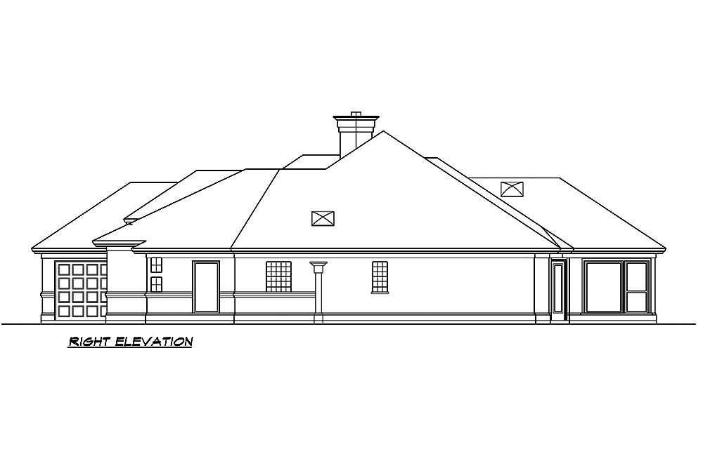 Home Plan Right Elevation of this 3-Bedroom,4085 Sq Ft Plan -195-1182