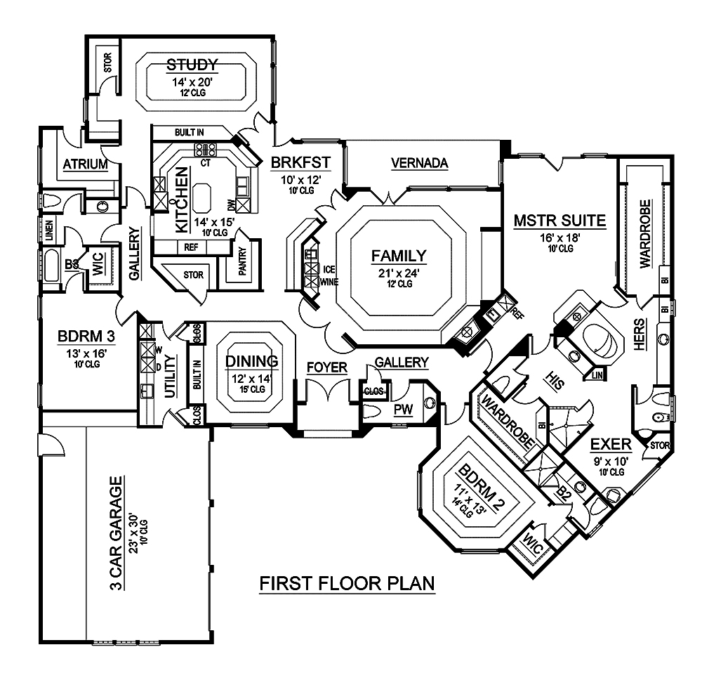 Floor Plan First Story of Contemporary Plan #195-1182