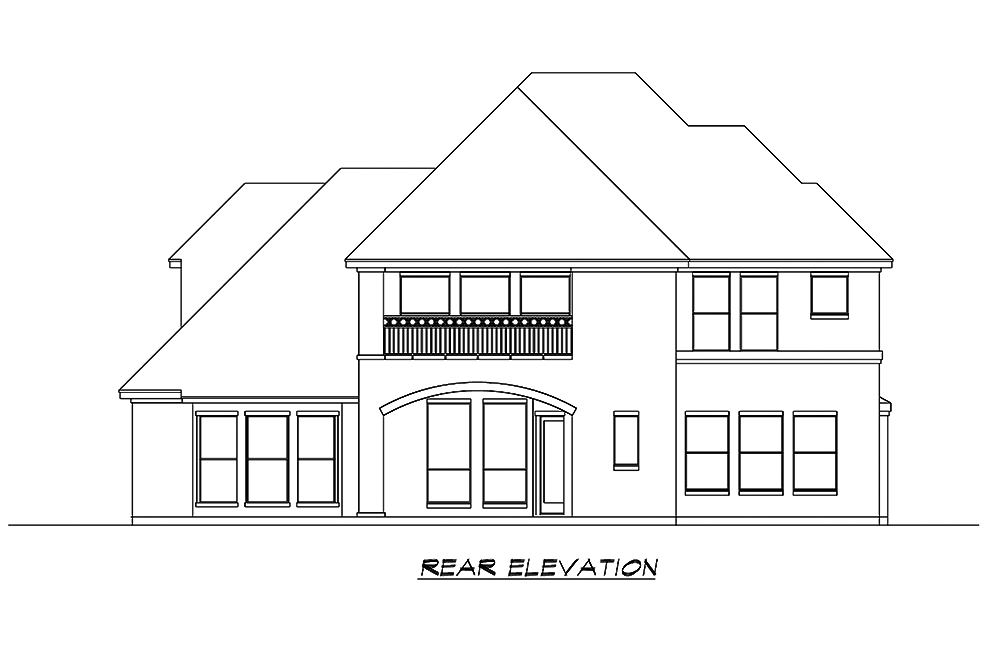 Home Plan Rear Elevation of this 4-Bedroom,4198 Sq Ft Plan -195-1183