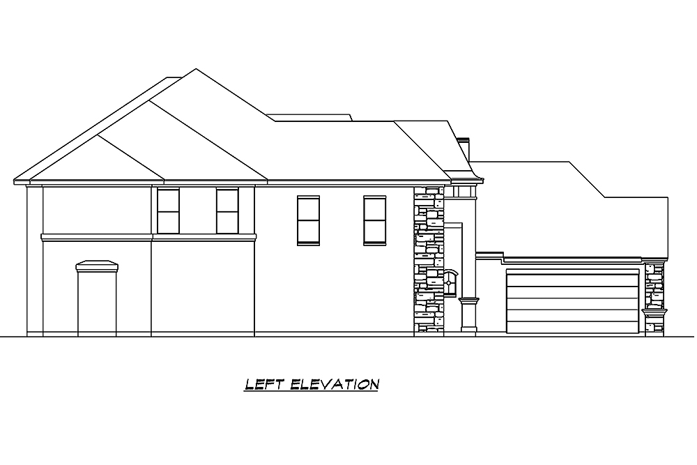 Home Plan Left Elevation of this 4-Bedroom,4198 Sq Ft Plan -195-1183