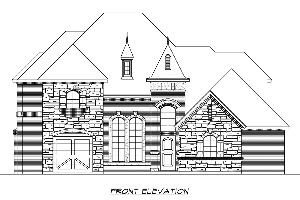 Home Plan Front Elevation of this 4-Bedroom,4198 Sq Ft Plan -195-1183