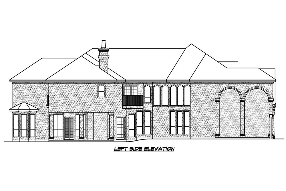 Home Plan Left Elevation of this 4-Bedroom,3924 Sq Ft Plan -195-1184