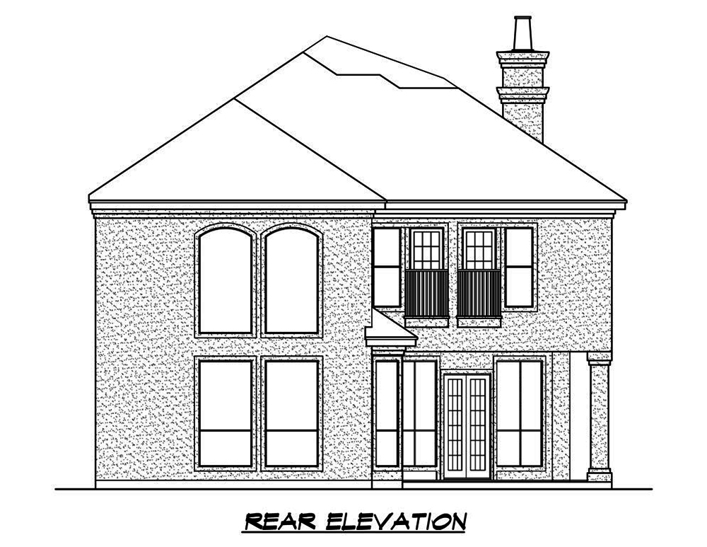 Home Plan Rear Elevation of this 4-Bedroom,3924 Sq Ft Plan -195-1184