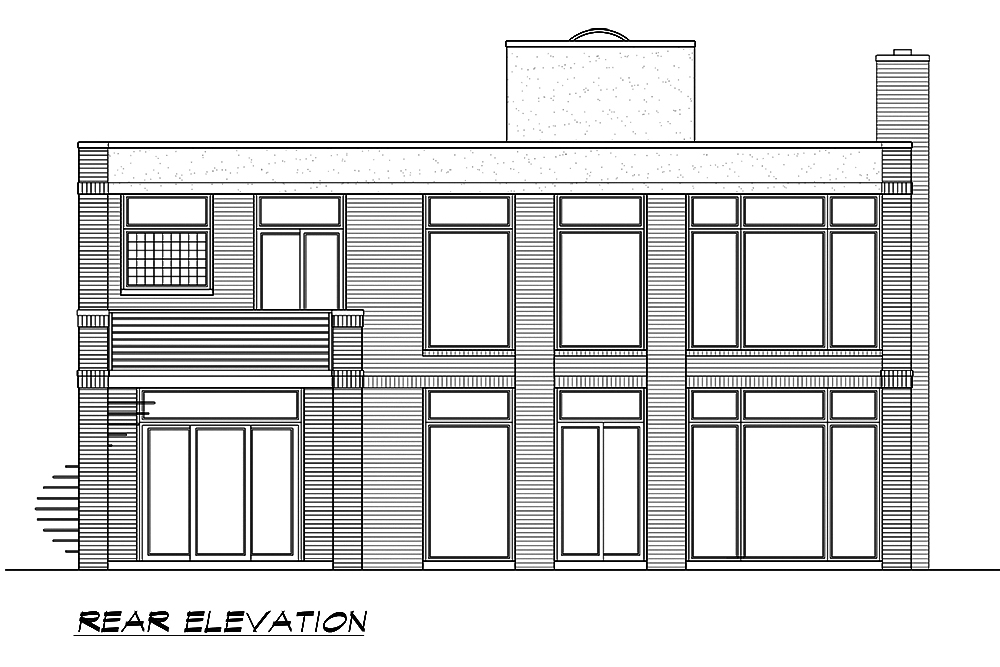 Home Plan Rear Elevation of this 4-Bedroom,3785 Sq Ft Plan -195-1185