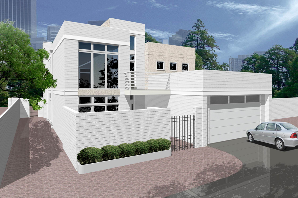 Front elevation of Modern home (ThePlanCollection: House Plan #195-1185)