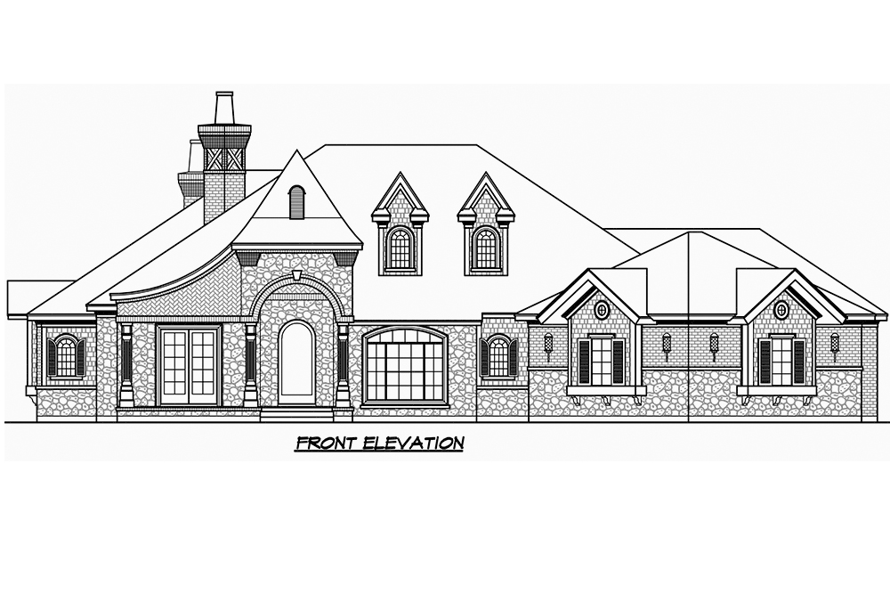 Home Plan Front Elevation of this 3-Bedroom,3251 Sq Ft Plan -195-1186