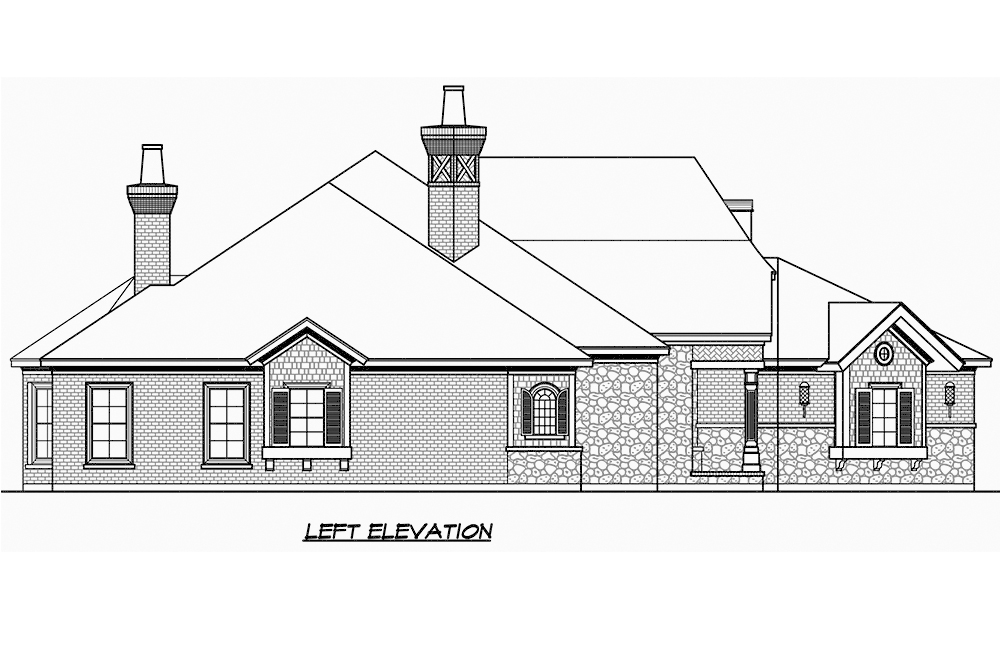 Home Plan Left Elevation of this 3-Bedroom,3251 Sq Ft Plan -195-1186