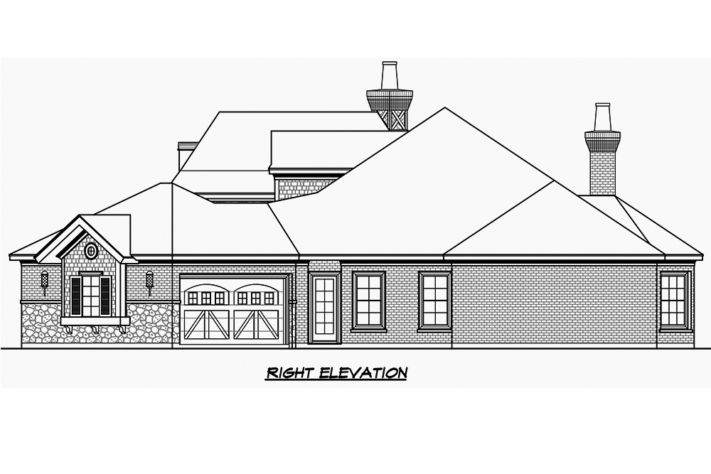 Home Plan Right Elevation of this 3-Bedroom,3251 Sq Ft Plan -195-1186