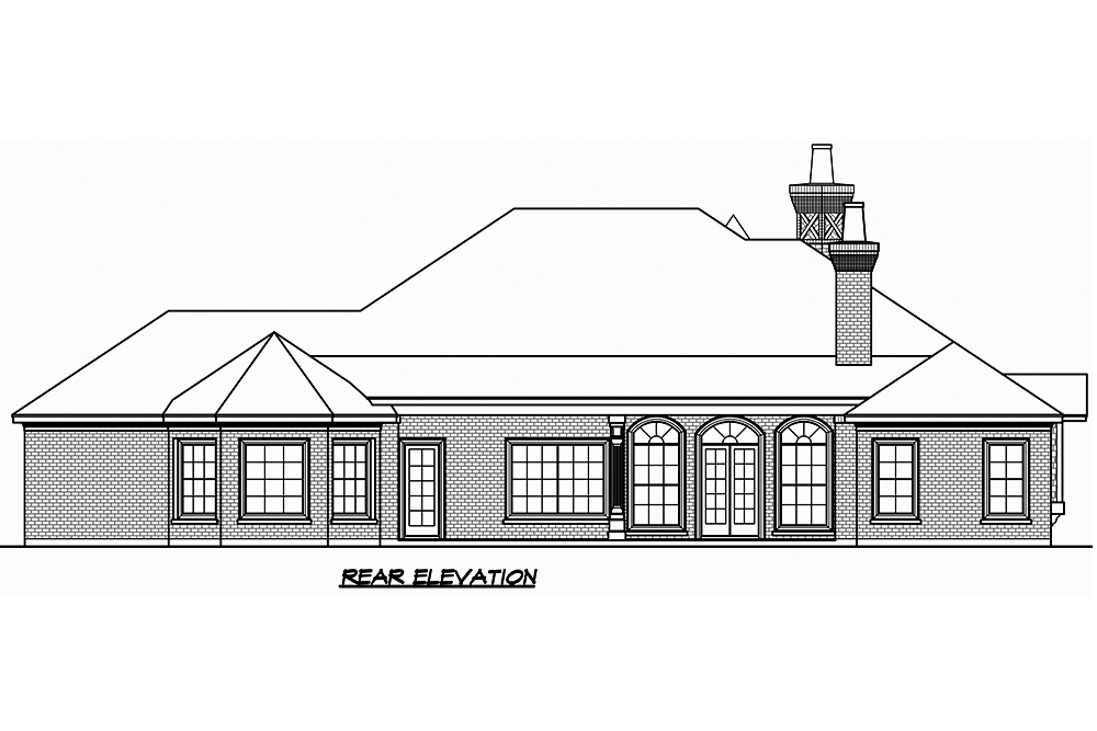 Home Plan Rear Elevation of this 3-Bedroom,3251 Sq Ft Plan -195-1186