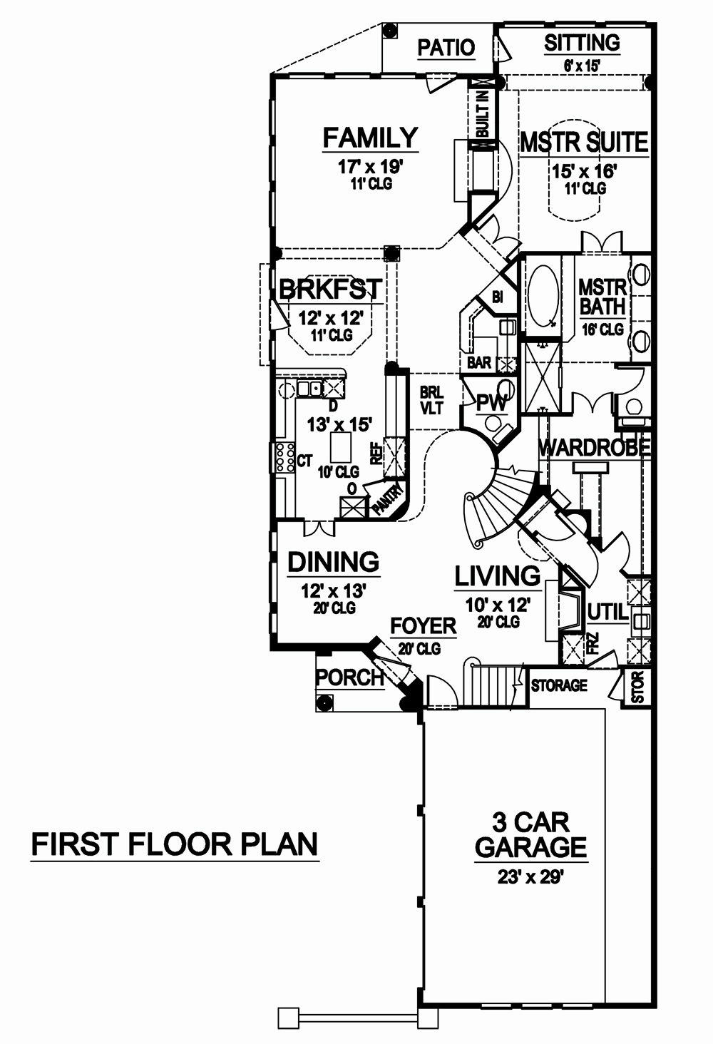 Floor Plan First Story of Mediterranean Plan #195-1187