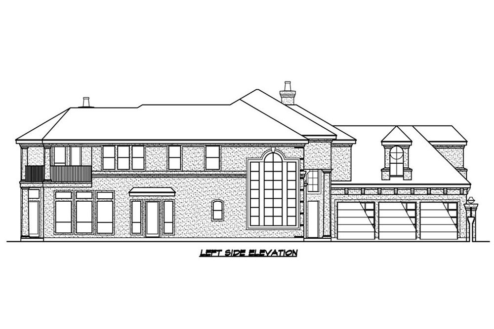 Home Plan Left Elevation of this 3-Bedroom,3979 Sq Ft Plan -195-1187
