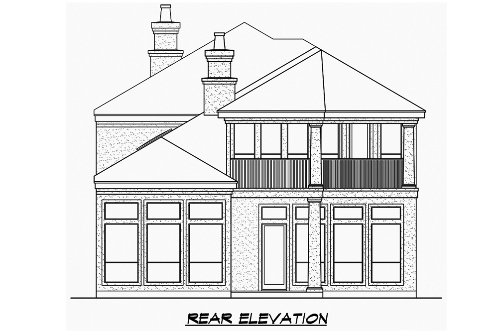 Home Plan Rear Elevation of this 3-Bedroom,3979 Sq Ft Plan -195-1187