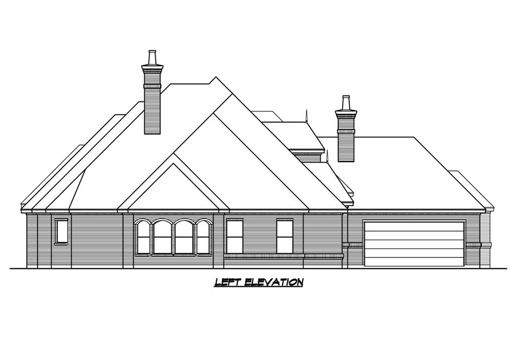 Home Plan Left Elevation of this 3-Bedroom,3055 Sq Ft Plan -195-1188