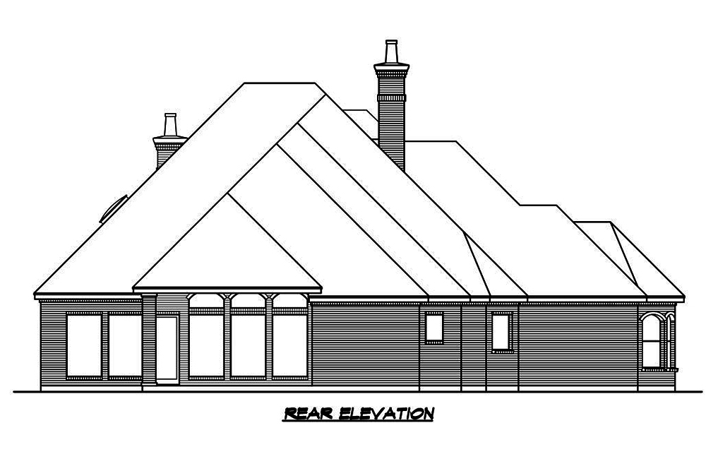 Home Plan Rear Elevation of this 3-Bedroom,3055 Sq Ft Plan -195-1188