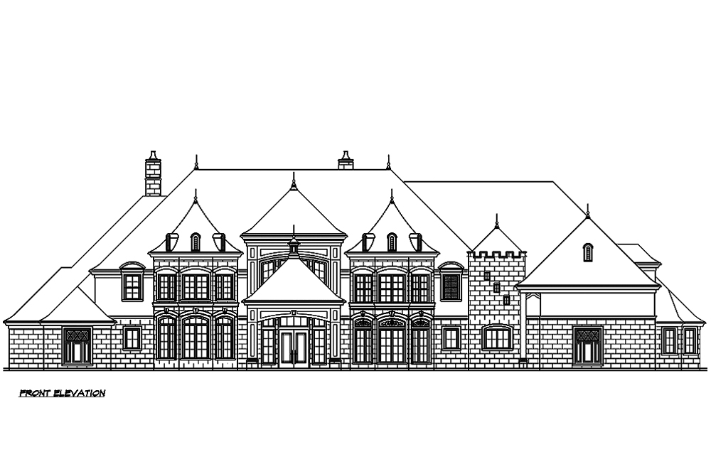 Home Plan Front Elevation of this 5-Bedroom,8468 Sq Ft Plan -195-1190