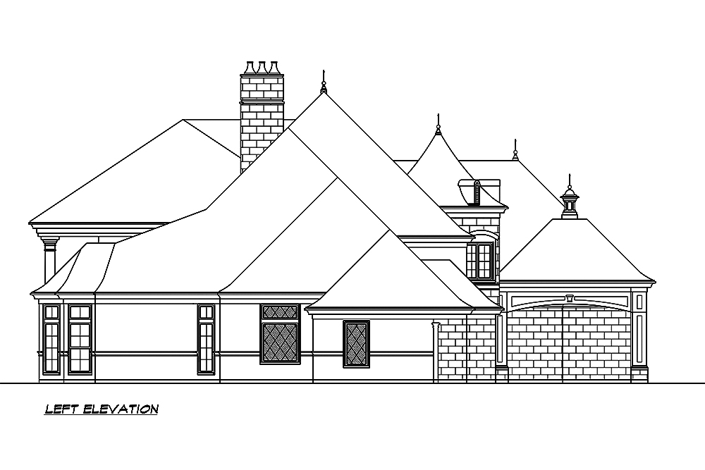 Home Plan Left Elevation of this 5-Bedroom,8468 Sq Ft Plan -195-1190