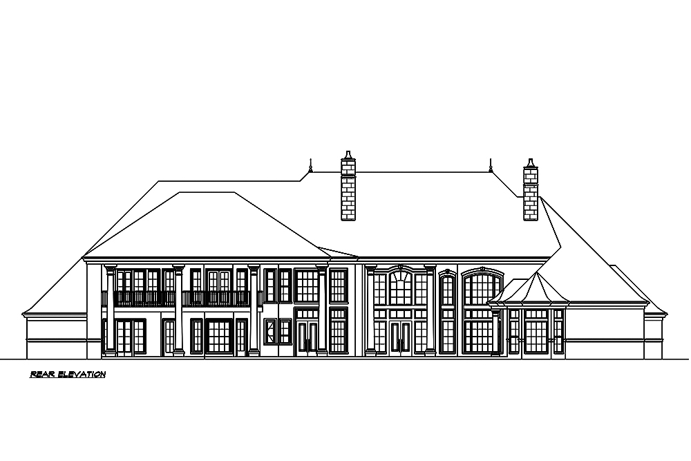 Home Plan Rear Elevation of this 5-Bedroom,8468 Sq Ft Plan -195-1190
