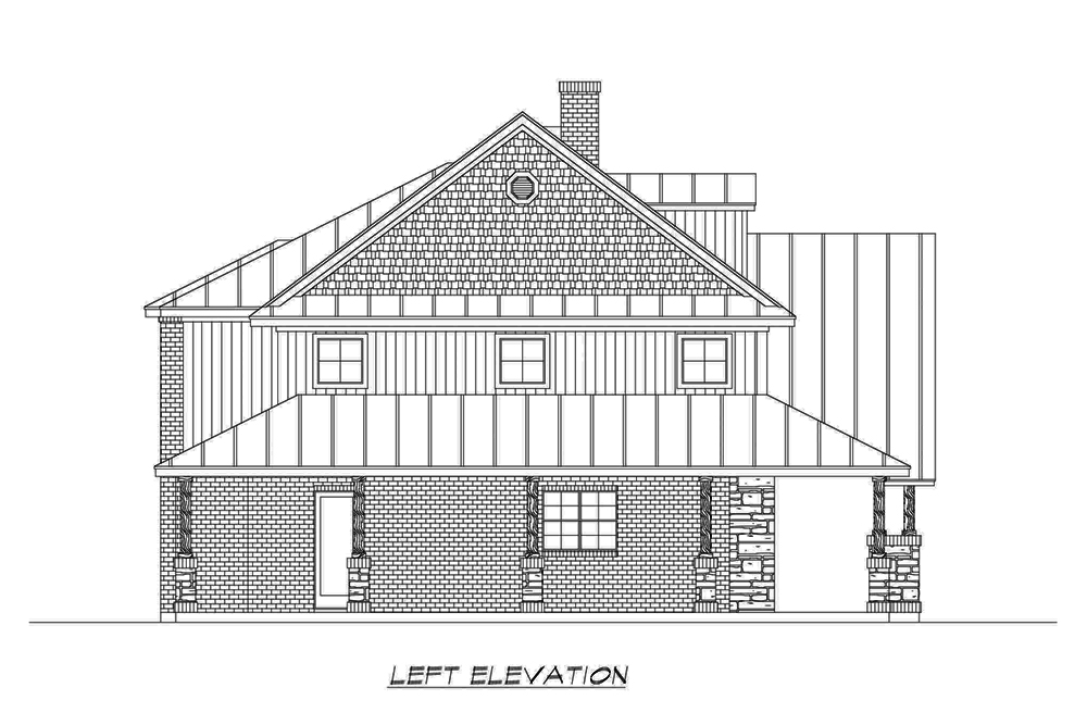 Home Plan Left Elevation of this 4-Bedroom,3123 Sq Ft Plan -195-1191