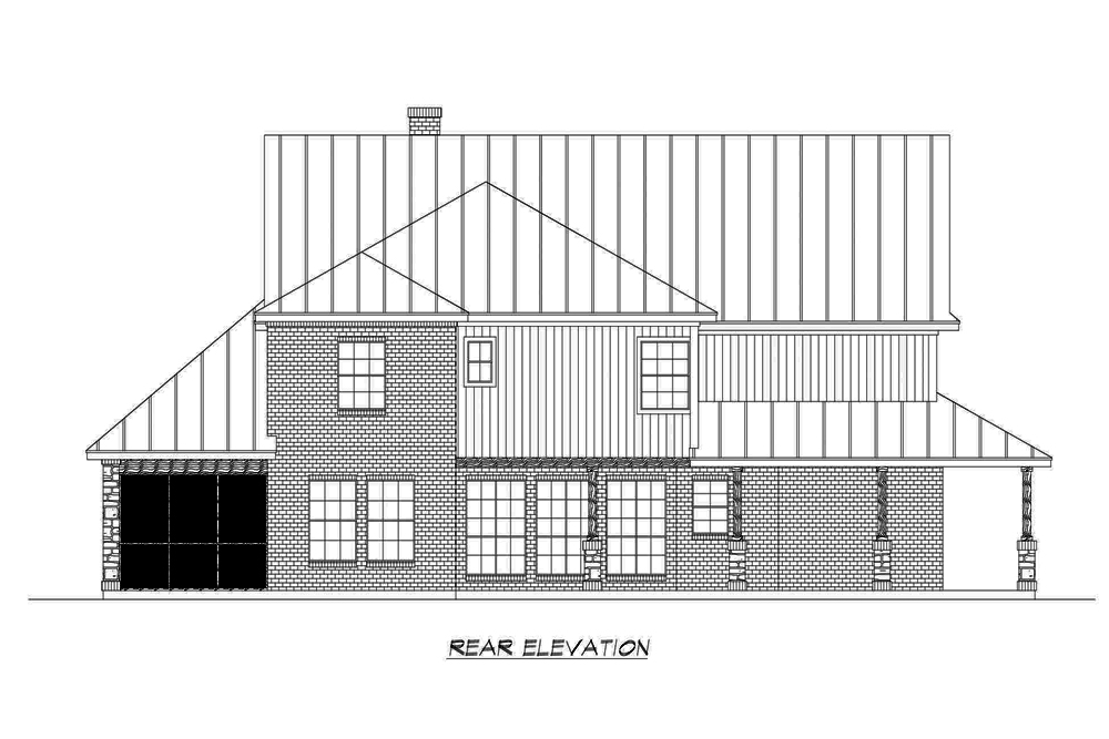 Home Plan Rear Elevation of this 4-Bedroom,3123 Sq Ft Plan -195-1191