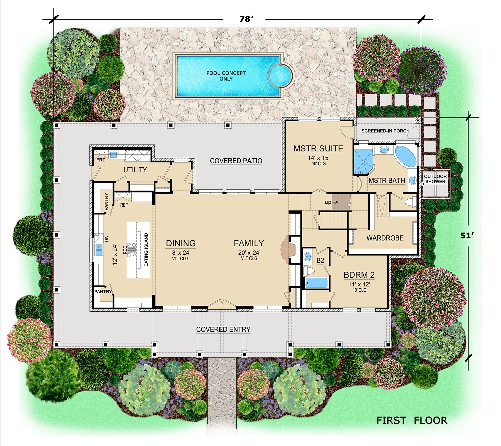 Floor Plan First Story of Contemporary Plan #195-1191