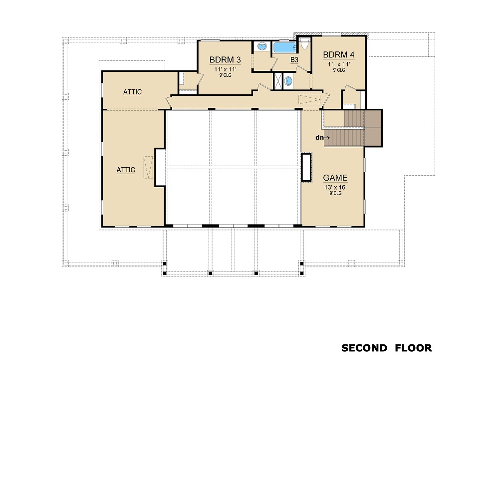 Floor Plan Second Story of Contemporary Plan #195-1191
