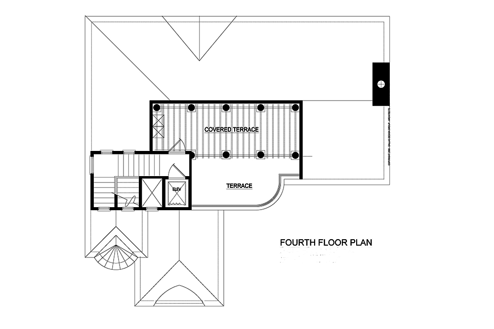 Floor Plan Fourth Story of Tuscan Plan #195-1192